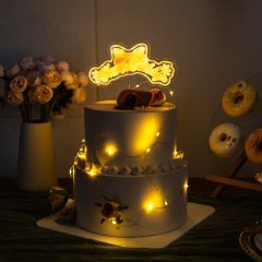 Sweet Pink Bow Tie LED Girls' Birthday Cake Topper FGCT003