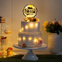 Greenery Floral Geometric LED Birthday Cake Topper FGCT007