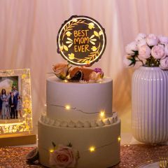Creative 'Best Mom Ever' LED Cake Topper for Mother's Day FGCT008