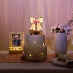 Elegant Blush Bow-knot LED Cake Topper FGCT009