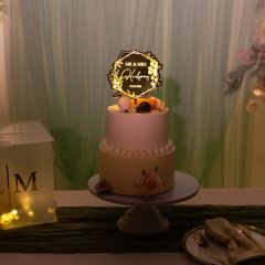 Customized Name Greenery LED Cake Topper for Wedding FGCT011