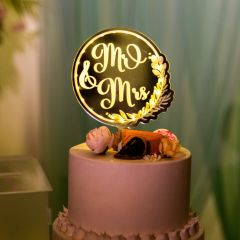 Greenery 'Mr & Mrs' Led Cake Topper for Wedding FGCT010