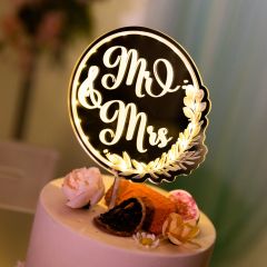 Greenery 'Mr & Mrs' Led Cake Topper for Wedding FGCT010