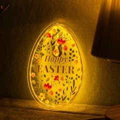 Happy Easter Clear Acrylic LED Greeting Cards Holiday Gift GLG004