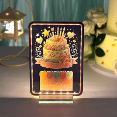 Vintage Cake Happy Birthday LED Greeting Cards GLG007
